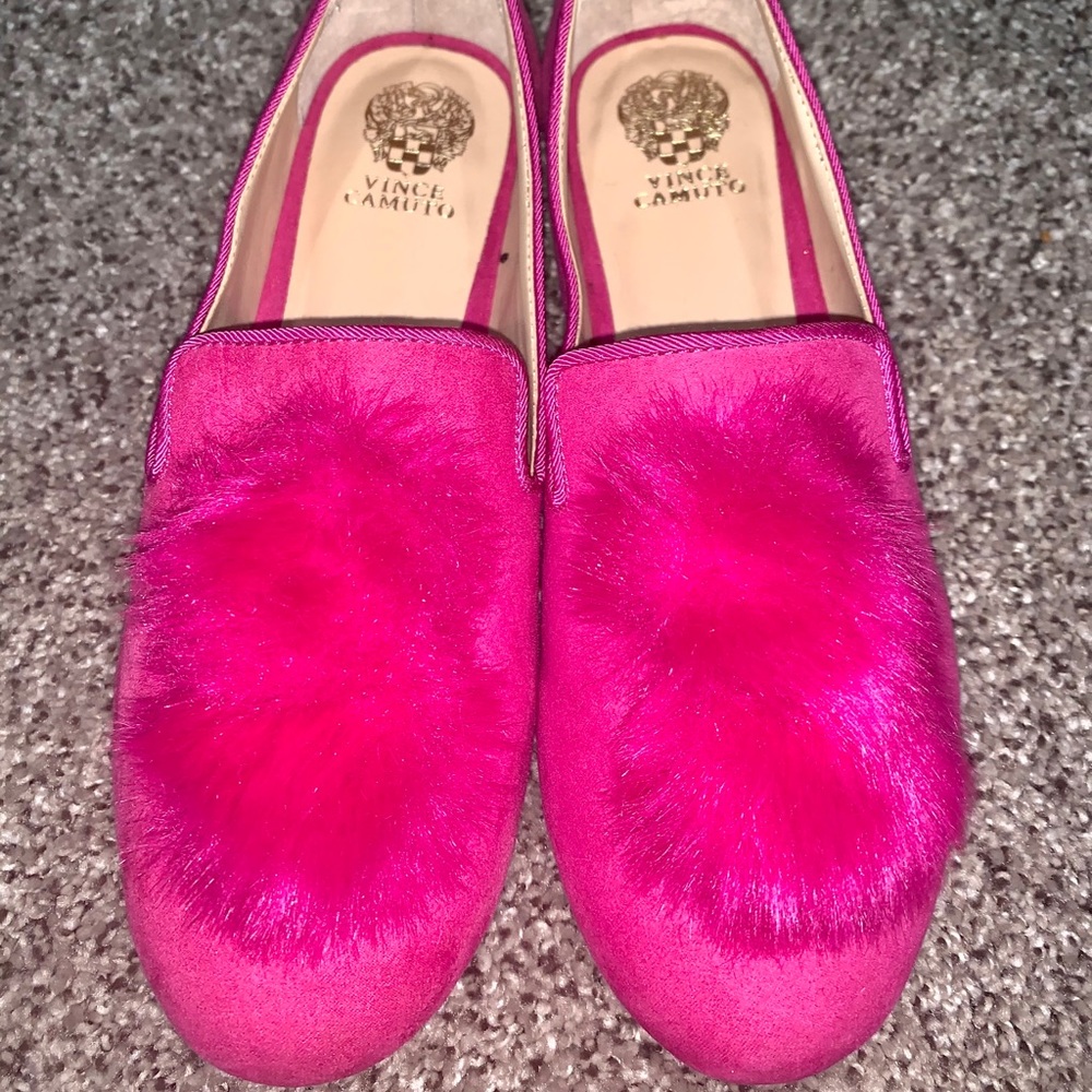 Vince Camuto Hot Pink Pom Pom Flats